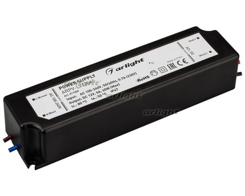 Блок питания ARPV-LV12060 (12V, 5.0A, 60W) (Arlight, IP67 Пластик, 2 года)