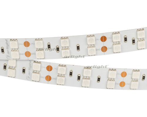 Лента RT 2-5000 24V Green 2x2 (5060, 600 LED, LUX) (Arlight, 28.8 Вт/м, IP20)