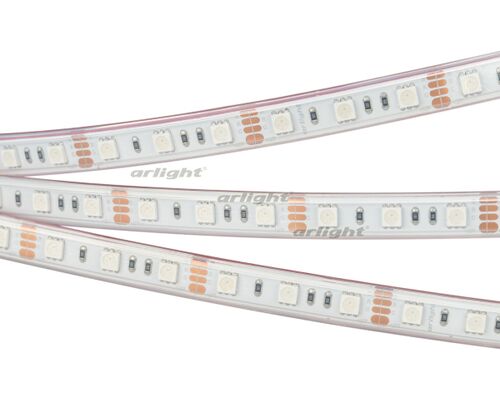 Лента RTW 2-5000P 12V RGB 2x (5060, 300 LED, LUX) (Arlight, 14.4 Вт/м, IP66)