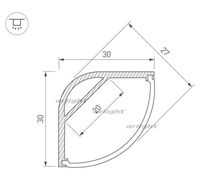 Профиль ARH-KANT-H30-2000 ANOD (arlight, Алюминий)