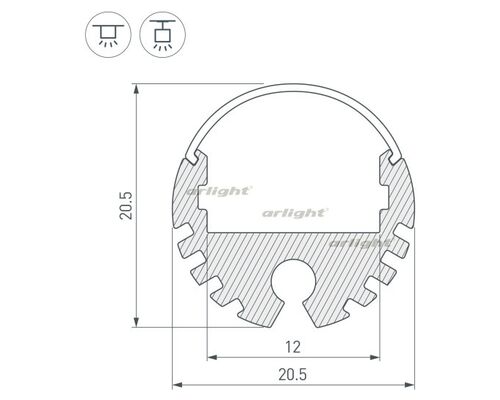 Профиль ARH-ROUND-D20-2000 ANOD (arlight, Алюминий)