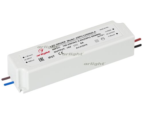 Блок питания ARPV-LV05040-A (5V, 8.0A, 40W) (Arlight, IP67 Пластик, 3 года)