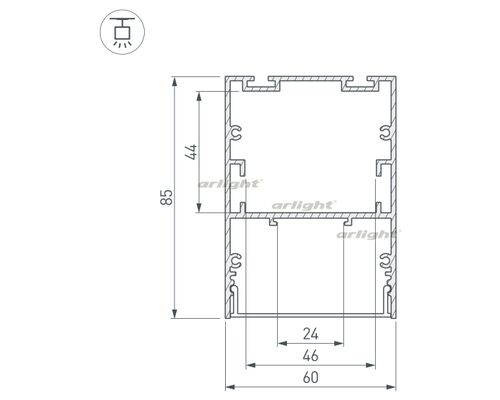 Профиль ARH-LINE-6085-2000 BLACK (Arlight, Алюминий)