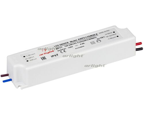 Блок питания ARPV-LV24020-A (24V, 0.8A, 20W) (Arlight, IP67 Пластик, 3 года)