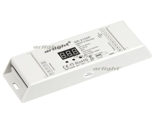 Декодер DMX SR-2102P (12-36V, 240-720W, 4CH) (Arlight, IP20 Пластик, 3 года)