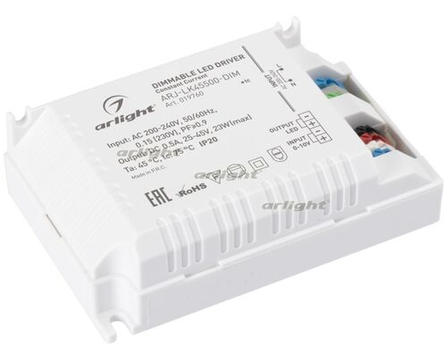 Блок питания ARJ-LK45500-DIM (23W, 500mA, 0-10V, PFC) (Arlight, IP20 Пластик, 2 года)