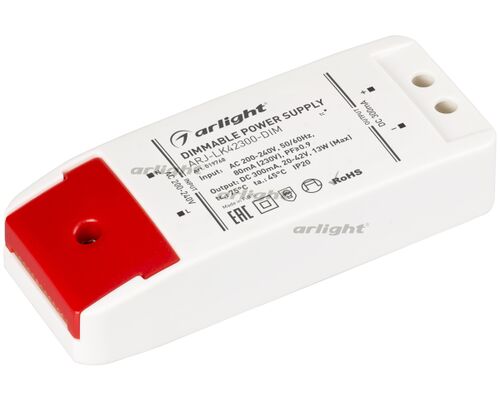 Блок питания ARJ-LK42300-DIM (13W, 300mA, PFC, Triac) (Arlight, IP20 Пластик, 2 года)