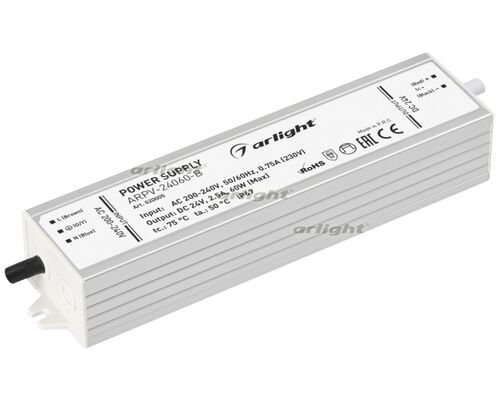 Блок питания ARPV-24060-B (24V, 2.5A, 60W) (Arlight, IP67 Металл, 3 года)