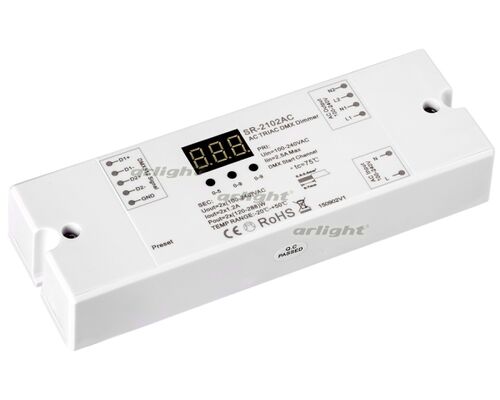 Декодер DMX SR-2102AC (230V, 2x1.2A) (Arlight, IP20 Пластик, 3 года)