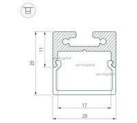 Профиль с экраном SL-LINE-2011-2500 ANOD+OPAL Square (arlight, Алюминий)