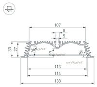 Профиль с экраном ALU-POWER-RW116F-2000 ANOD+FROST (arlight, Алюминий)