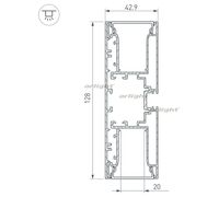Профиль с экраном S2-WALL-X2-H128-2500 ANOD+OPAL (arlight, Алюминий)