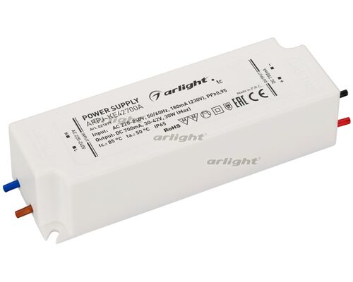 Блок питания ARPJ-KE42700A (30W, 700mA, PFC) (Arlight, IP65 Пластик, 5 лет)