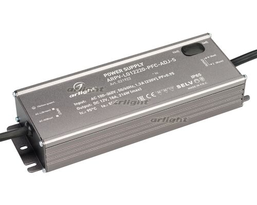 Блок питания ARPV-LG12220-PFC-ADJ-S (12V, 18.0A, 216W) (Arlight, IP65 Металл, 5 лет)