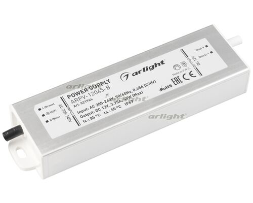 Блок питания ARPV-12045-B (12V, 3.8A, 45W) (Arlight, IP67 Металл, 3 года)