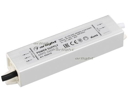 Блок питания ARPV-24020-D (24V, 0.8A, 20W) (Arlight, IP67 Металл, 3 года)