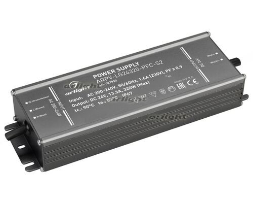 Блок питания ARPV-LG12300-PFC-S2 (12V, 25.0A, 300W) (Arlight, IP67 Металл, 5 лет)