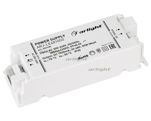 Блок питания ARJ-LE481050 (50W, 1050mA, PFC) (Arlight, IP20 Пластик, 3 года)