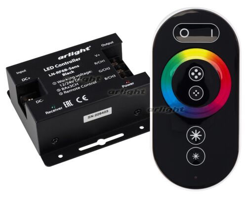 Контроллер LN-RF6B-Sens Black (12-24V, 3x8A) (Arlight, IP20 Металл, 1 год)