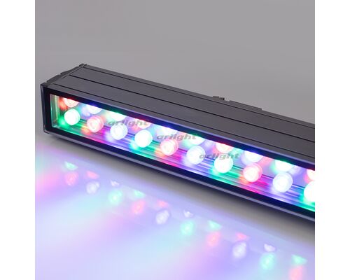 Светодиодный прожектор AR-LINE-1000XL-54W-24V RGB (Grey, 30 deg, DMX512) (Arlight, Закрытый)