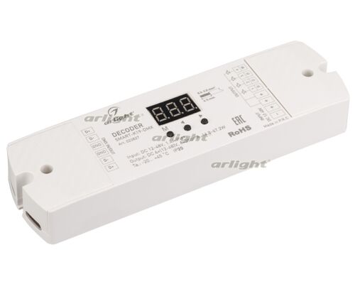 Декодер SMART-K19-DMX (12-48V, 4x350mA) (Arlight, IP20 Пластик, 5 лет)