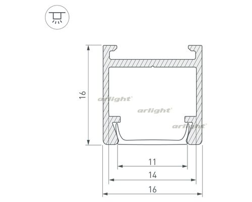 Профиль PDS-H16-2000 ANOD (arlight, Алюминий)