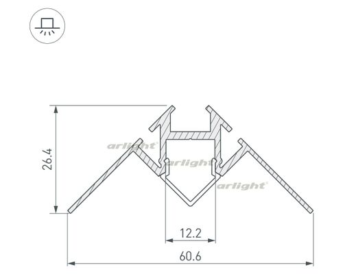 Профиль ARH-DECORE-S12-INT-2000 ANOD внутренний (arlight, Алюминий)