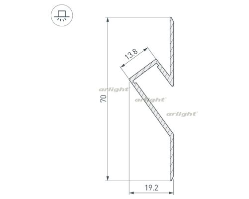 Профиль ARH-DECORE-S12-CAVE-F-2000 ANOD (arlight, Алюминий)