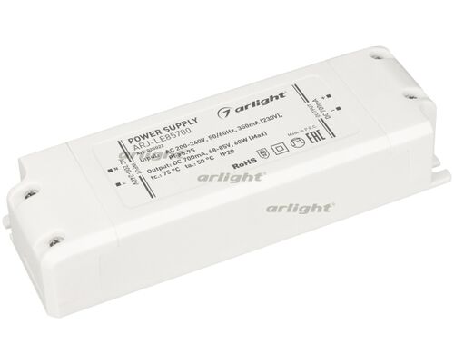 Блок питания ARJ-LE85700 (60W, 700mA, PFC) (Arlight, IP20 Пластик, 3 года)