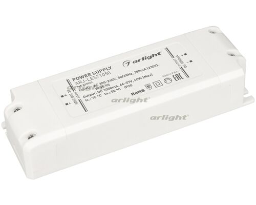 Блок питания ARJ-LE571050 (60W, 1050mA, PFC) (Arlight, IP20 Пластик, 3 года)