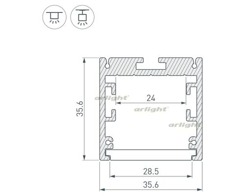 Профиль SL-ARC-3535-D1500-A45 BLACK (590мм, дуга 1 из 8) (Arlight, Алюминий)