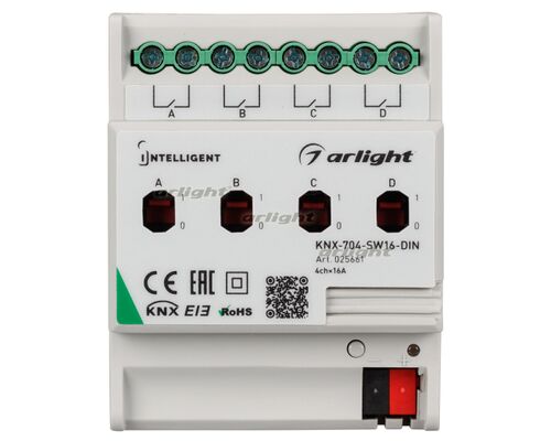 INTELLIGENT ARLIGHT Релейный модуль KNX-704-SW16-DIN (BUS, 4x16A) (arlight, -)