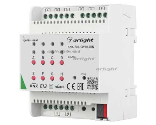 INTELLIGENT ARLIGHT Релейный модуль KNX-708-SW10-DIN (BUS, 8x10A) (arlight, -)
