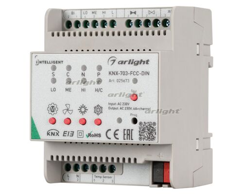 INTELLIGENT ARLIGHT Контроллер фанкойла KNX-703-FCC-DIN (230V, 3x6A) (IARL, Пластик)