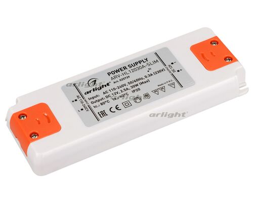 Блок питания ARV-HL12030A-Slim (12V, 2.5A, 30W) (Arlight, IP20 Пластик, 3 года)