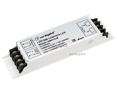 Диммер DIM118-M (12-24V, 10A, 1-10V) (Arlight, IP20 Металл, 2 года)