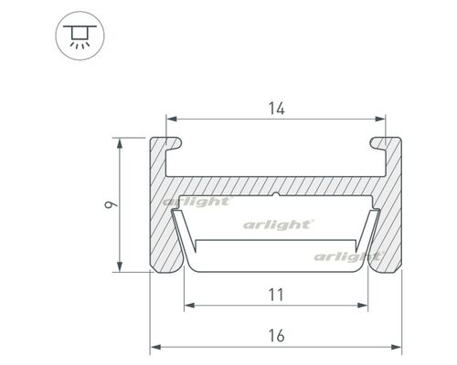 Профиль MIC-H-2000 ANOD (arlight, Алюминий)