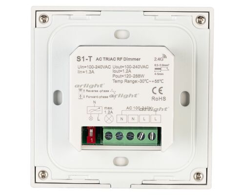 Панель SMART-P36-DIM-IN White (230V, 1.2A, TRIAC, Sens, 2.4G) (arlight, IP20 Пластик, 5 лет)