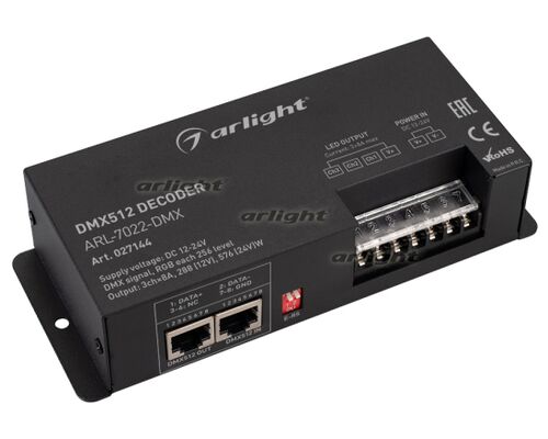 Декодер ARL-7022-DMX (12-24V, 3x8A, DMX512, XLR3) (Arlight, IP20 Металл, 3 года)
