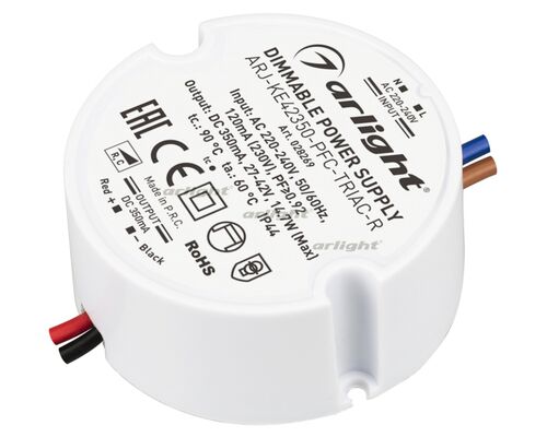 Блок питания ARJ-KE42350-PFC-TRIAC-R (15W, 350mA) (Arlight, IP44 Пластик, 5 лет)