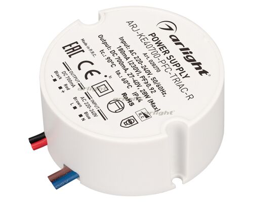 Блок питания ARJ-KE40700-PFC-TRIAC-R (28W, 700mA) (Arlight, IP44 Пластик, 5 лет)