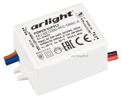 Блок питания ARJ-KE13300-PFC-TRIAC-A (4W, 300mA) (Arlight, IP44 Пластик, 5 лет)