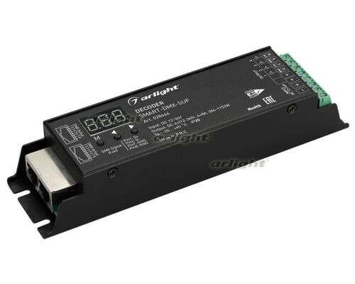 Декодер SMART-DMX-SUF (12-36V, 4x8A, RJ45) (Arlight, IP20 Металл, 5 лет)