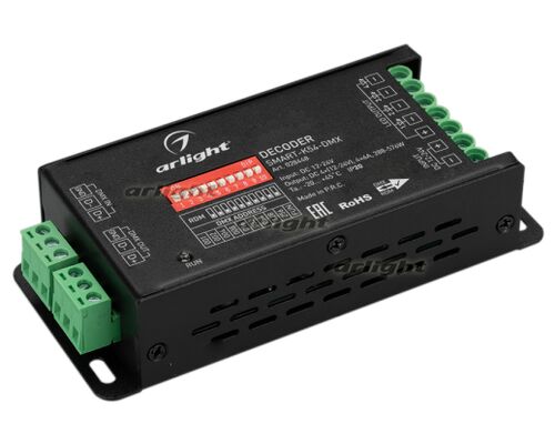 Декодер SMART-K54-DMX (12-24V, 4x6A) (Arlight, IP20 Металл, 5 лет)