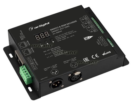 Декодер SMART-K57-DMX (230V, 4x2A, XLR3) (Arlight, IP20 Металл, 5 лет)