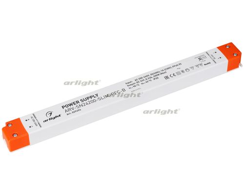 Блок питания ARV-SN24200-SLIM-PFC-B (24V, 8.33A, 200W) (Arlight, IP20 Пластик, 3 года)