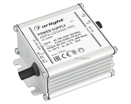 Блок питания ARPV-LG24040-PFC (24V, 1.67A, 40W) (Arlight, IP67 Металл, 5 лет)