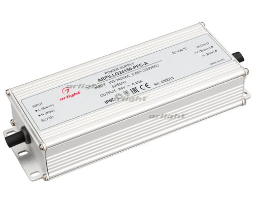 Блок питания ARPV-LG24150-PFC-A (24V, 6.25A, 150W) (Arlight, IP67 Металл, 5 лет)