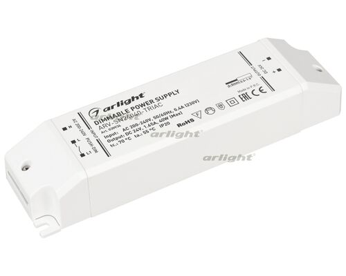 Блок питания ARV-SN24040-TRIAC (24V, 1.65A, 40W) (Arlight, IP20 Пластик, 3 года)