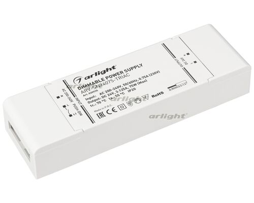 Блок питания ARV-SN24075-TRIAC (24V, 3.125A, 75W) (Arlight, IP20 Пластик, 3 года)